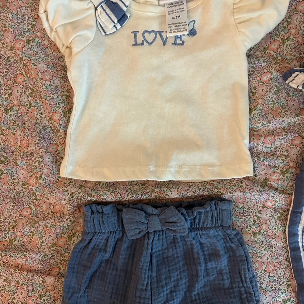 Little Lasso Cream Shirt with Blue Shorts